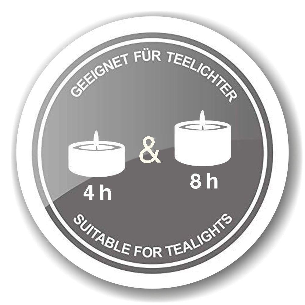 EDZARD Teelichthalter Dauerkerze Cornelius, tiefliegendes Teelicht, H 15 cm, ø 8 cm, hitzebeständig 90 Grad - HomeDesign Knaus