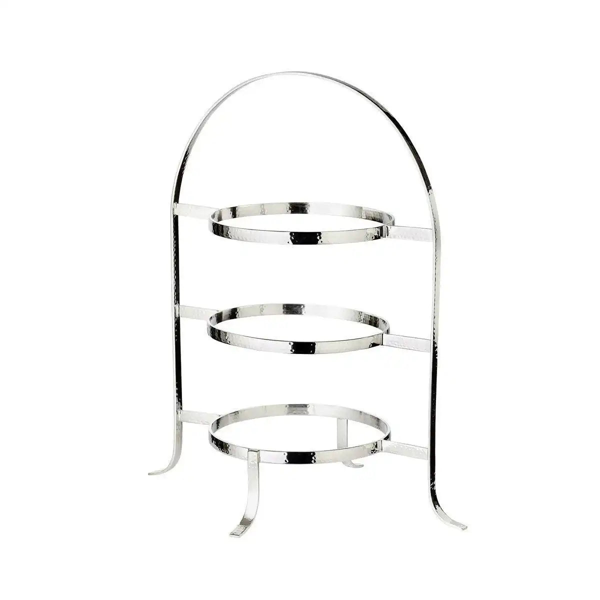 Telleretagere Sina (Höhe 42 cm) gehämmert, schwerversilbert, für 3 Teller Ø 20 bis 28 cm - HomeDesign Knaus