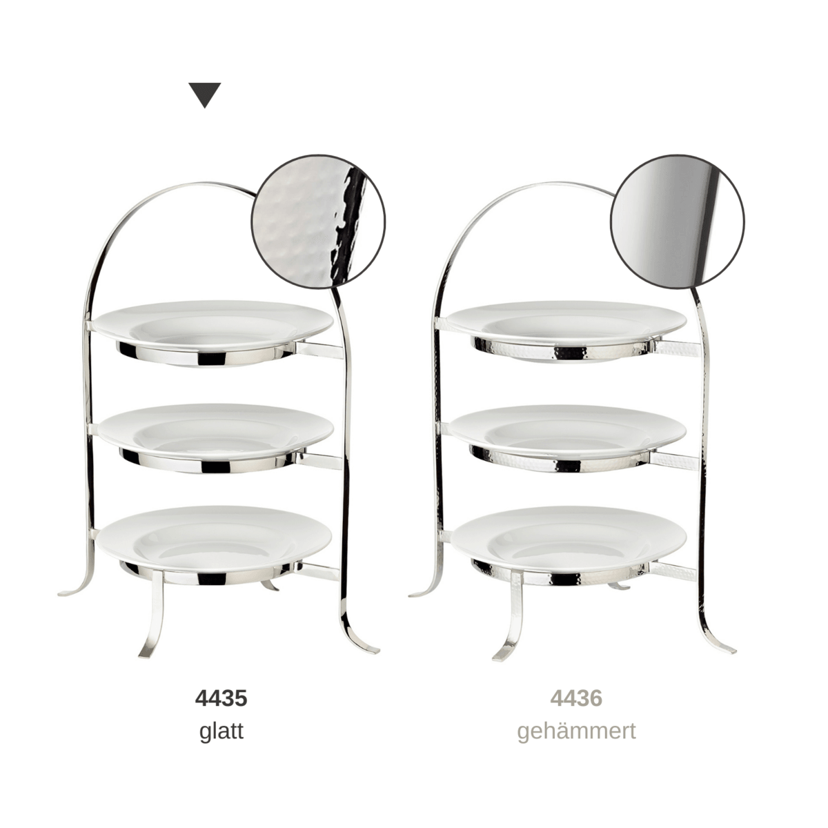 EDZARD Tellerhalter Etagere Sina, edel versilbert, Höhe 42 cm, für 3 Teller Durchmesser 20 bis 28 cm - HomeDesign Knaus