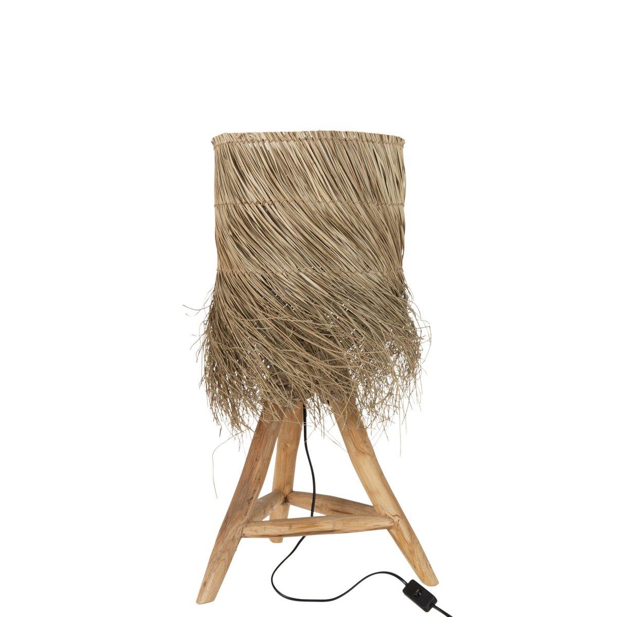 J-Line Rafi Tischlampe – Gras/Teak – Holz – Natur - HomeDesign Knaus