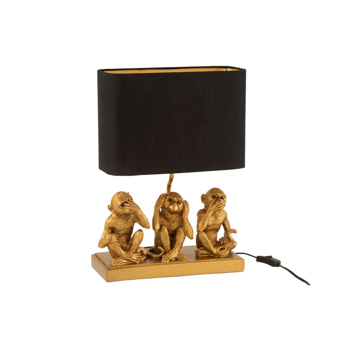 Tischleuchte Lamp Monkey Hear See Speak No Evil Poly Gold Tischlampe - HomeDesign Knaus