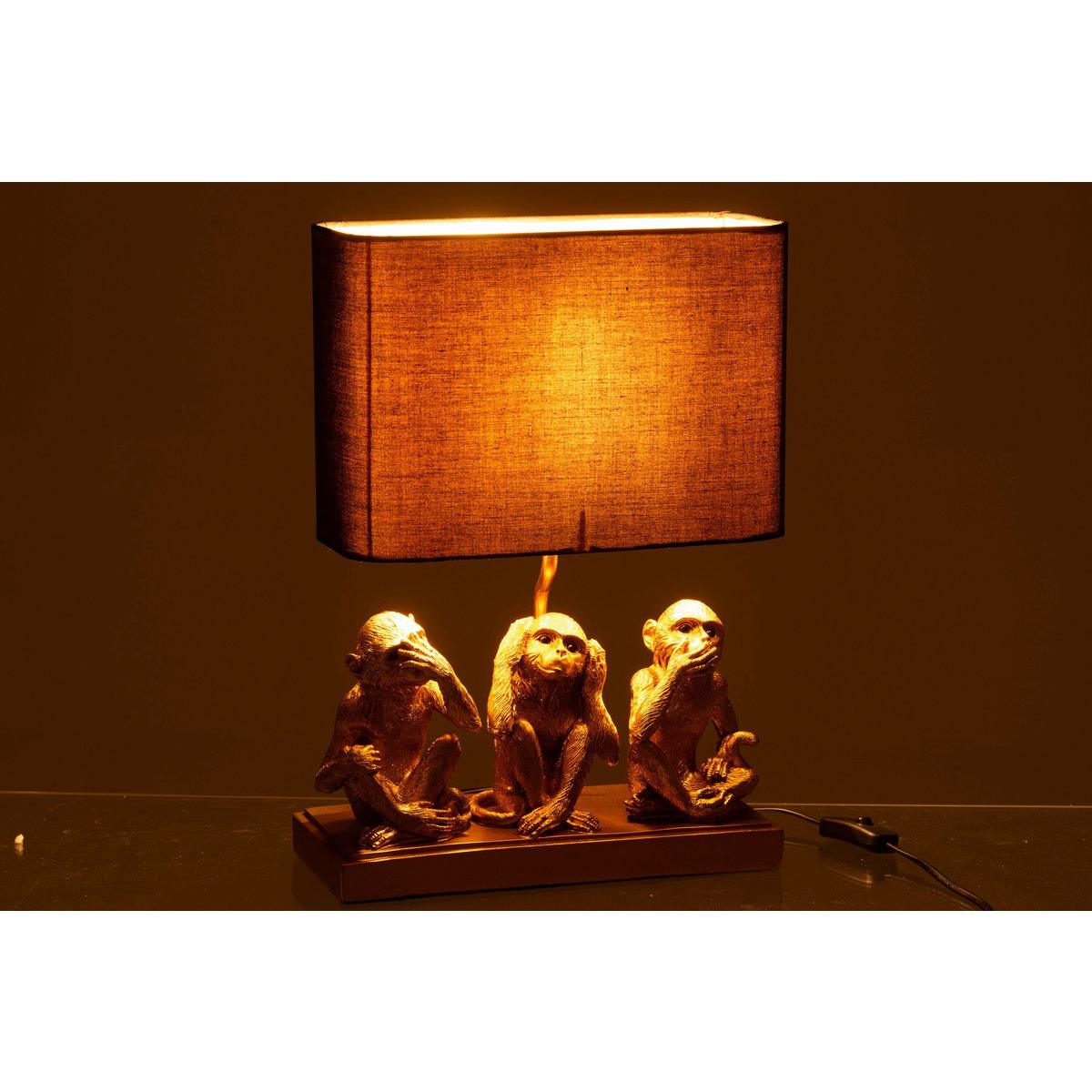 Tischleuchte Lamp Monkey Hear See Speak No Evil Poly Gold Tischlampe - HomeDesign Knaus