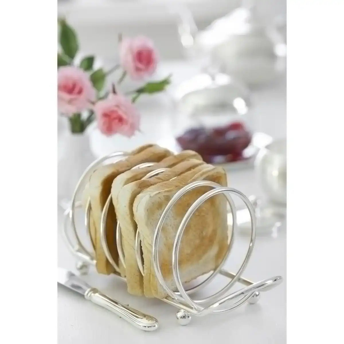 Toastständer Toastscheibenhalter String, für 6 Scheiben, edel versilbert, Länge 22 cm - HomeDesign Knaus