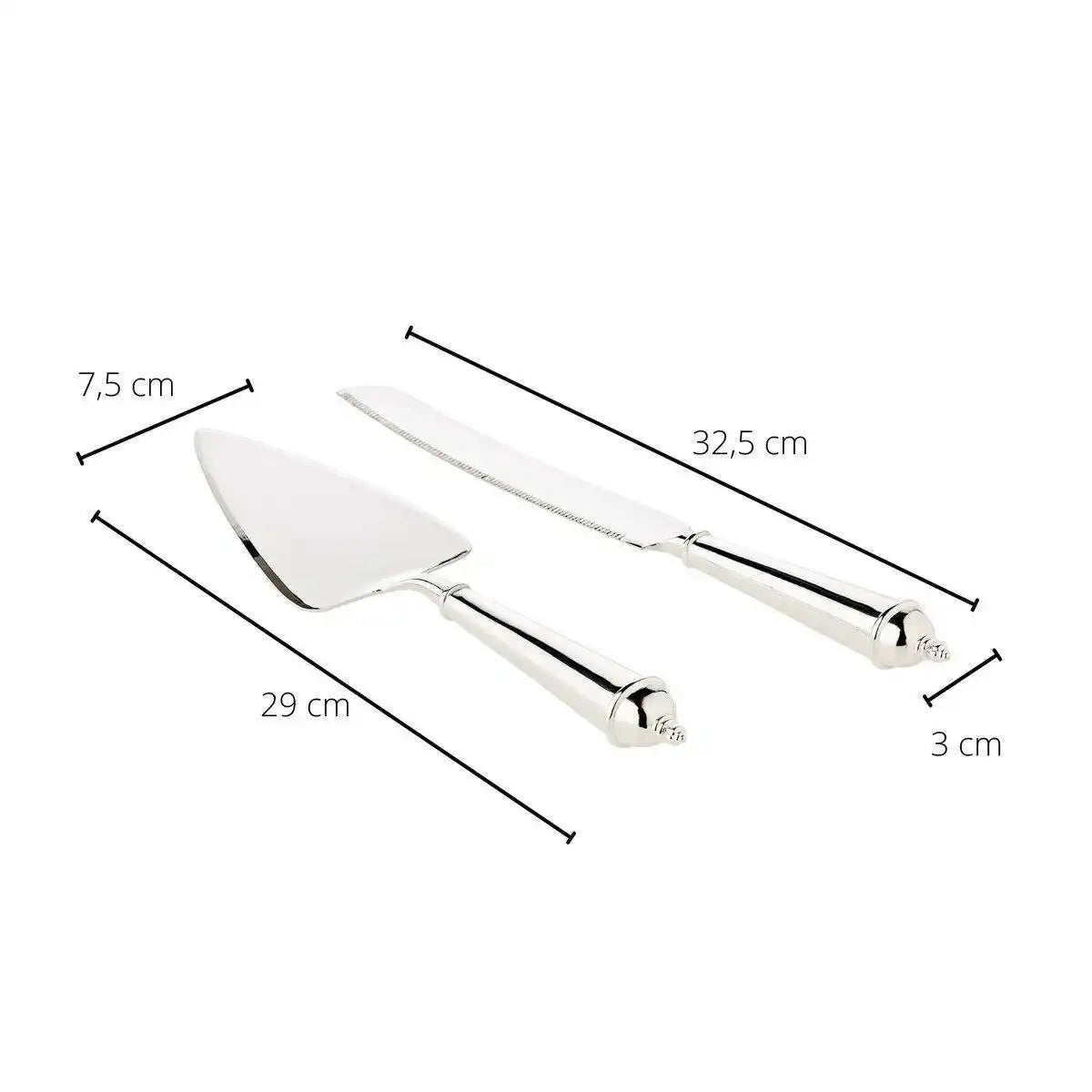 Tortenheber & Kuchenmesser, edel versilbert, anlaufgeschützt, Länge Messer 32 cm, Länge Heber 28 cm - HomeDesign Knaus