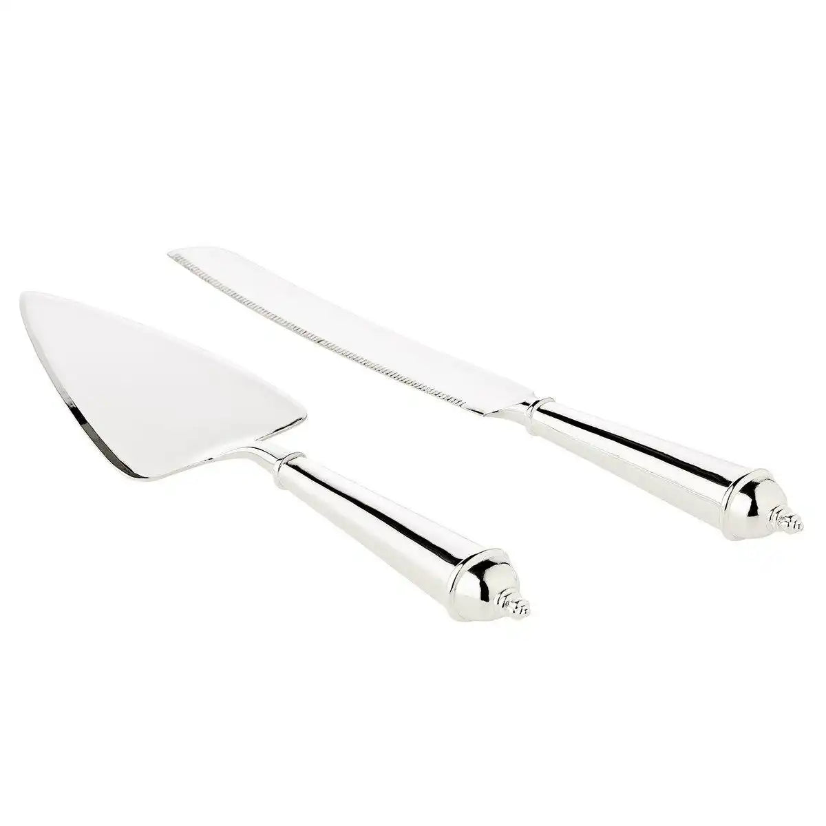 Tortenheber & Kuchenmesser, edel versilbert, anlaufgeschützt, Länge Messer 32 cm, Länge Heber 28 cm - HomeDesign Knaus