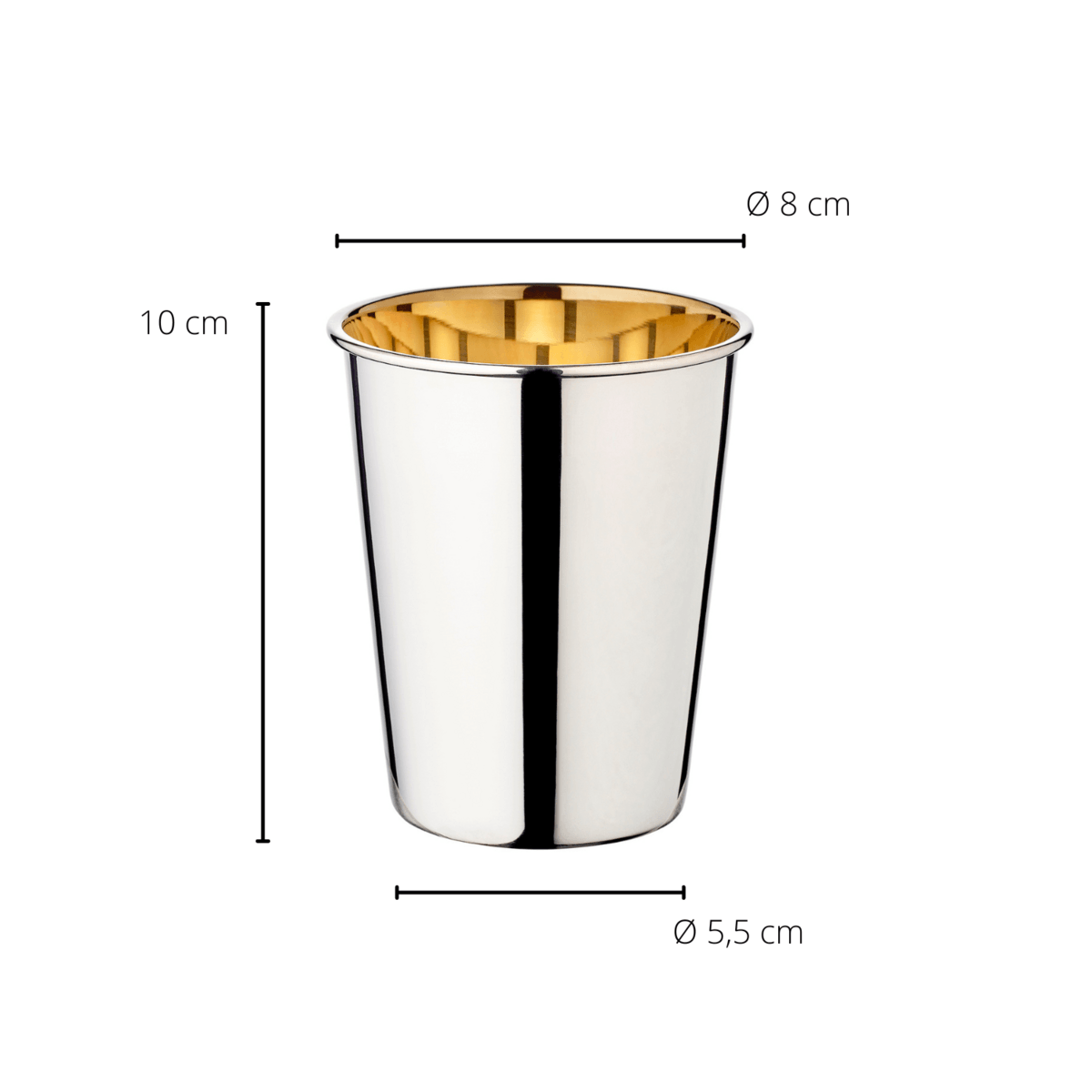 EDZARD Trinkbecher Silberbecher Salta, schwerversilbert, innen Goldoptik (Messing poliert), Höhe 10 cm - HomeDesign Knaus