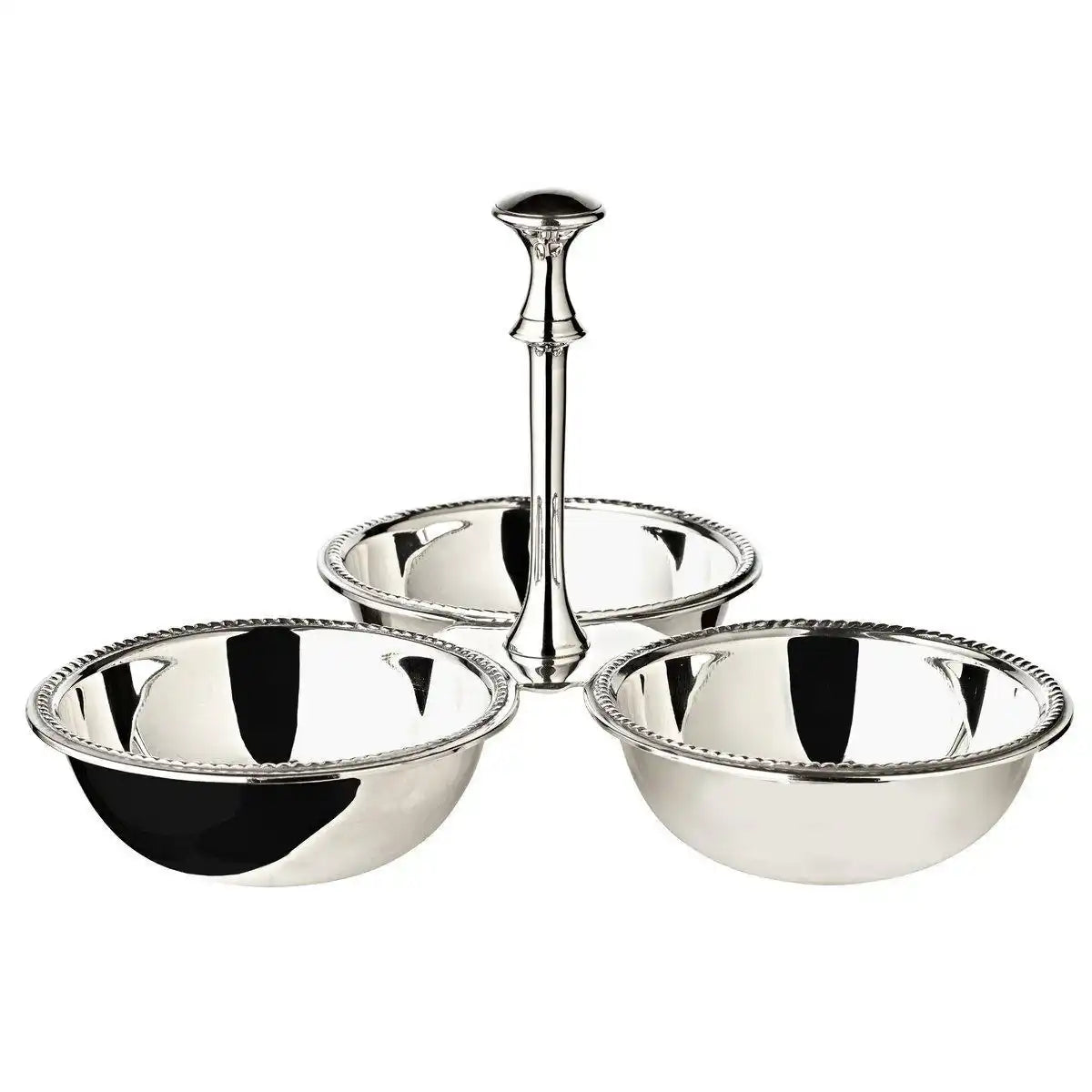 Triplettschale Dreifachschale Snackschale Perla, schwerversilbert, Durchmesser 21 cm - HomeDesign Knaus