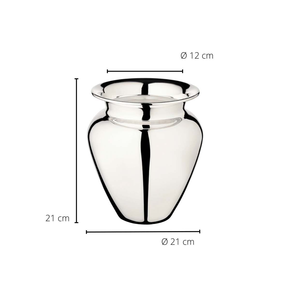 EDZARD Vase Antonia, schwerversilbert, Höhe 21 cm, Durchmesser 18 cm, Öffnung Durchmesser 12 cm - HomeDesign Knaus