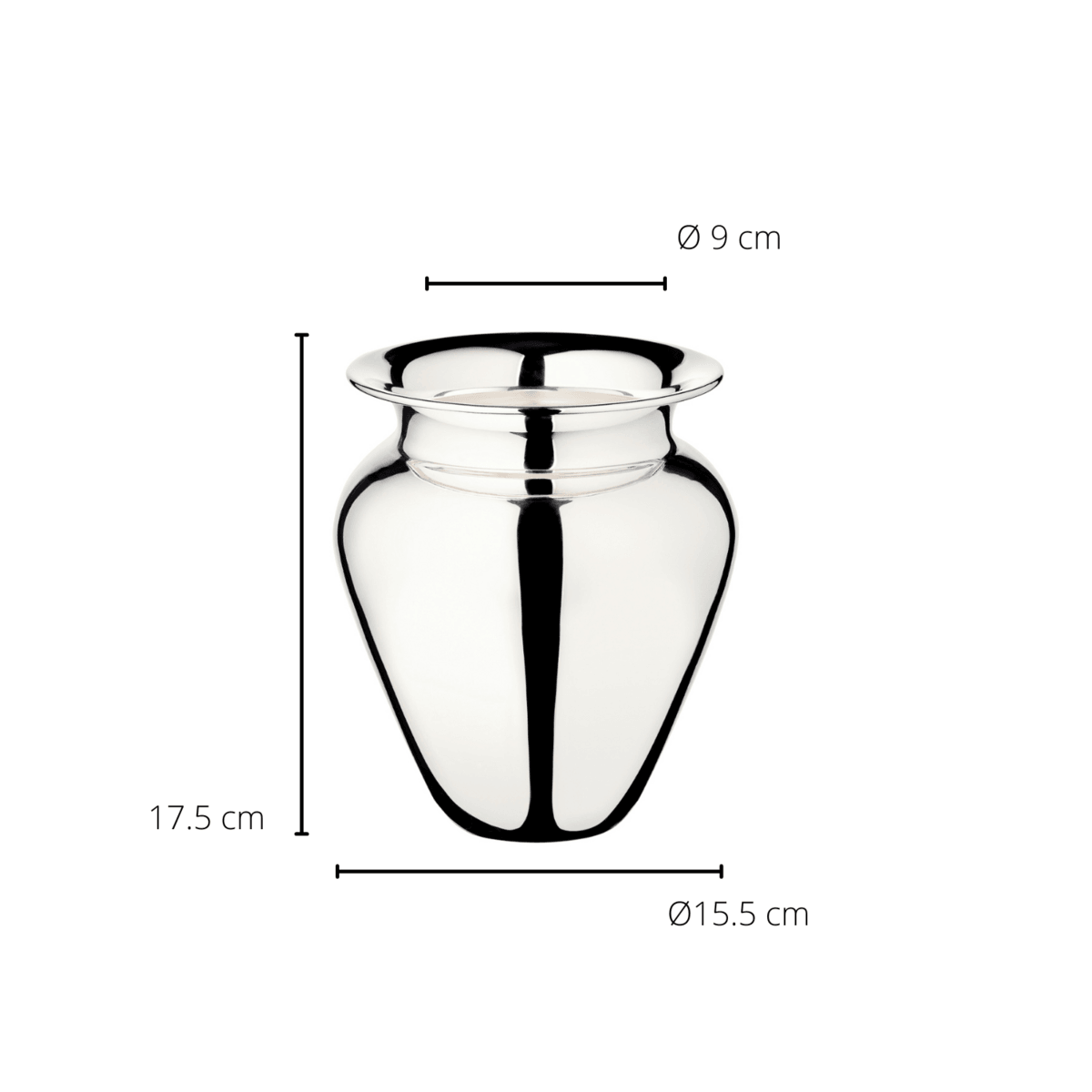 EDZARD Vase Antonia, schwerversilbert, Höhe 17 cm, Durchmesser 15 cm, Öffnung Durchmesser 9 cm - HomeDesign Knaus