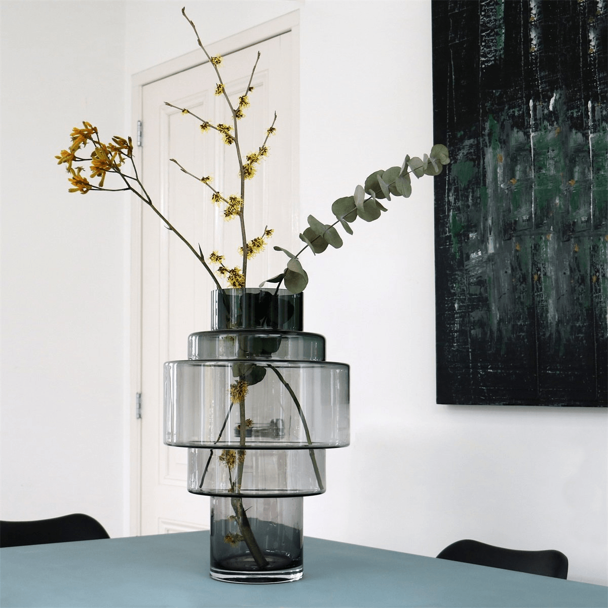 Designer Vase Kasai Blumenvase Bodenvase Mundgeblasen Elegant Grey - HomeDesign Knaus