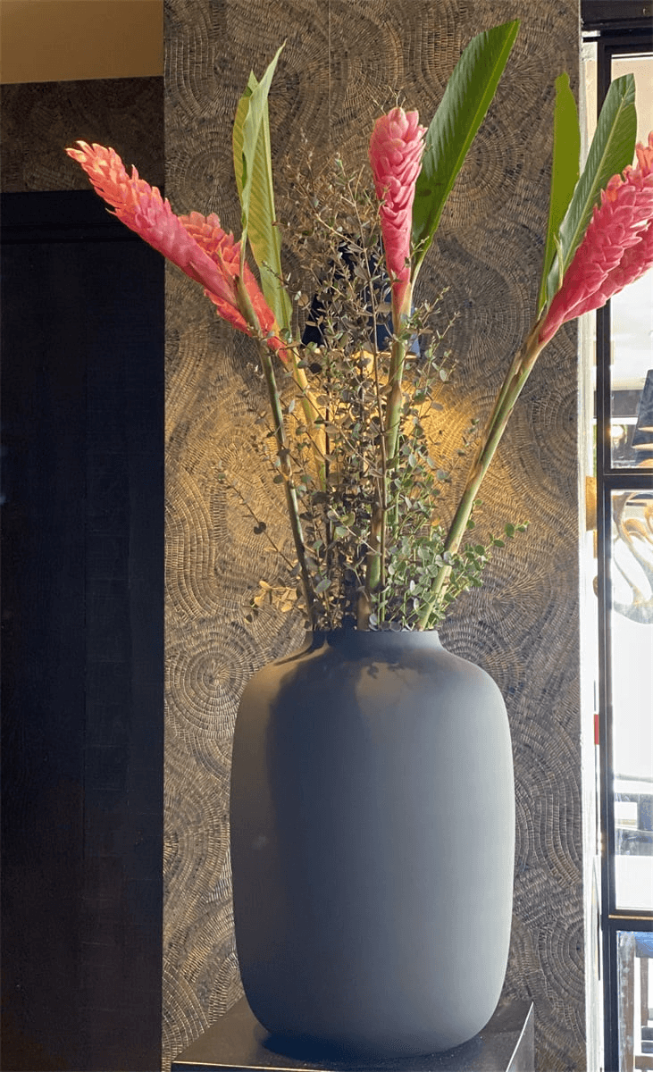 Designer Pulverbeschichtet Vase Artic Blumenvase Bodenvase Mundgeblasen Matt-schwarz - HomeDesign Knaus