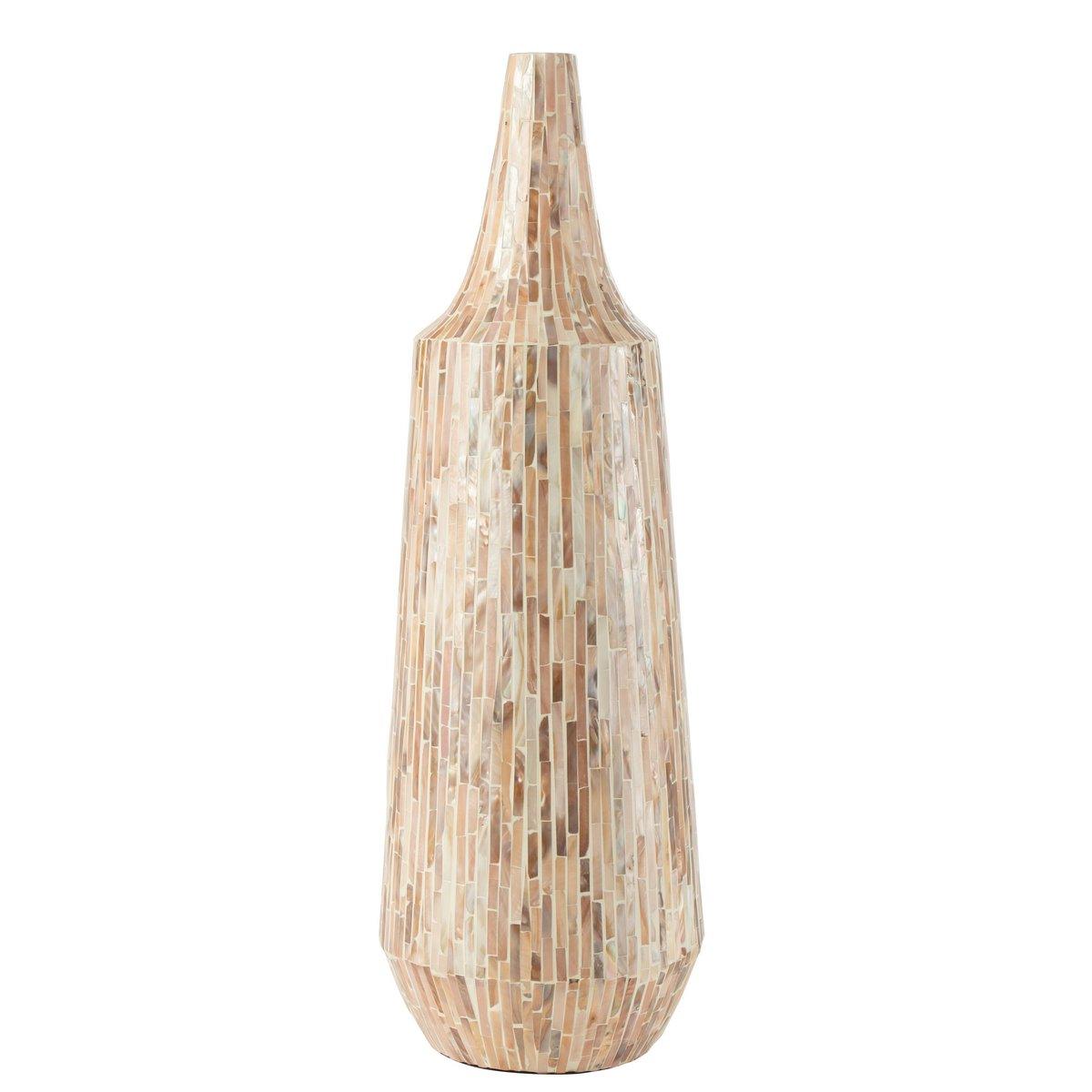 J-Line Vase Nuye Bottle Shells/Papier Beige - 72,00 cm hoch - HomeDesign Knaus