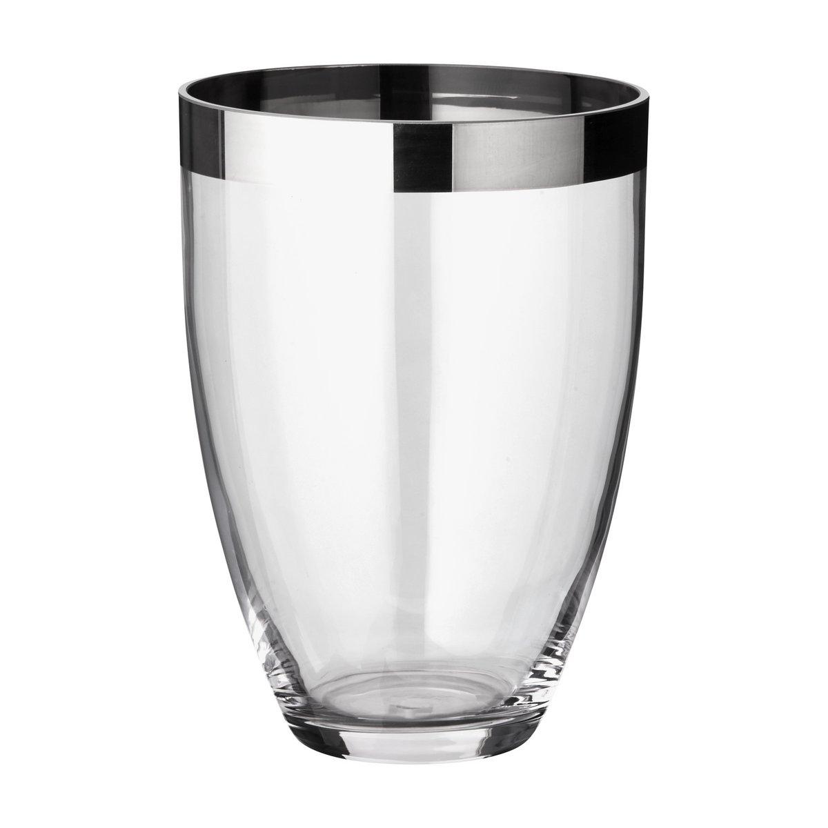 EDZARD Vase Charlotte, mundgeblasenes Kristallglas mit Platinrand, Höhe 20 cm, Durchmesser 15 cm - HomeDesign Knaus