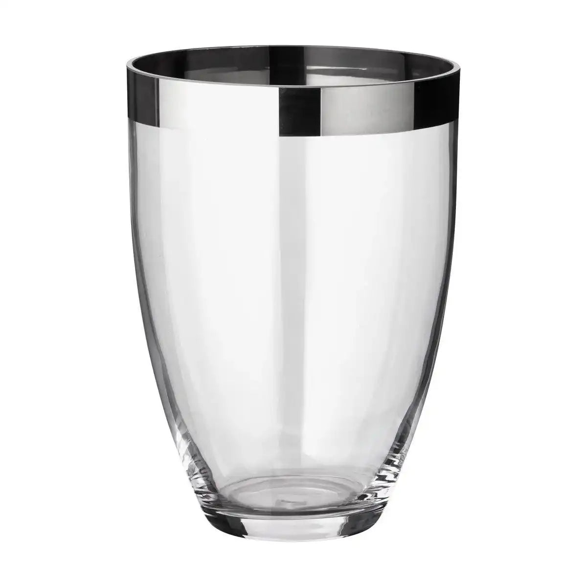 Vase Charlotte, mundgeblasenes Kristallglas mit Platinrand 20 cm - HomeDesign Knaus