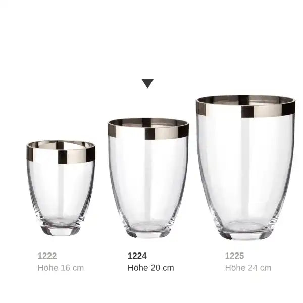 Vase Charlotte, mundgeblasenes Kristallglas mit Platinrand 20 cm - HomeDesign Knaus
