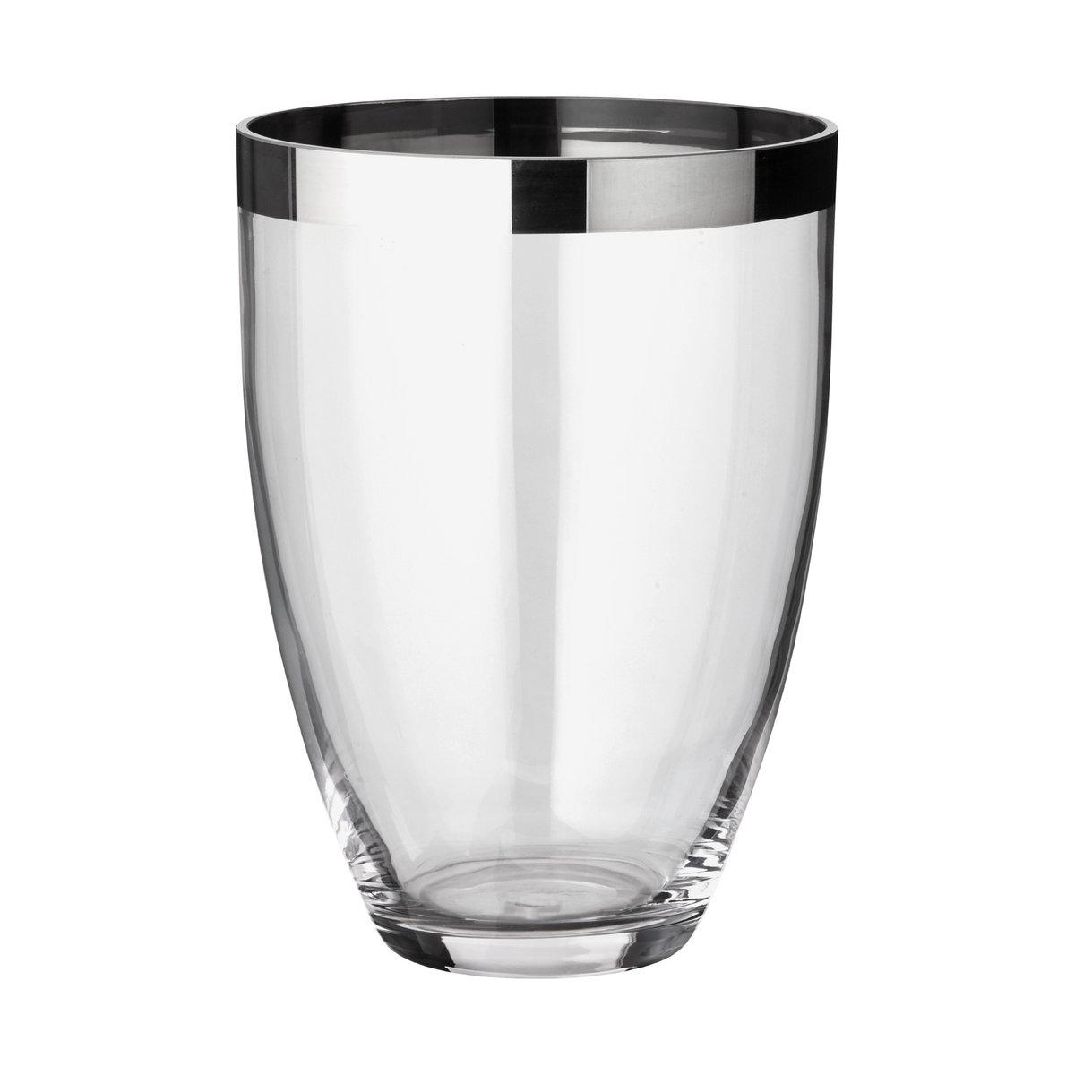 EDZARD Vase Charlotte, mundgeblasenes Kristallglas mit Platinrand, Höhe 24 cm, Durchmesser 19 cm - HomeDesign Knaus