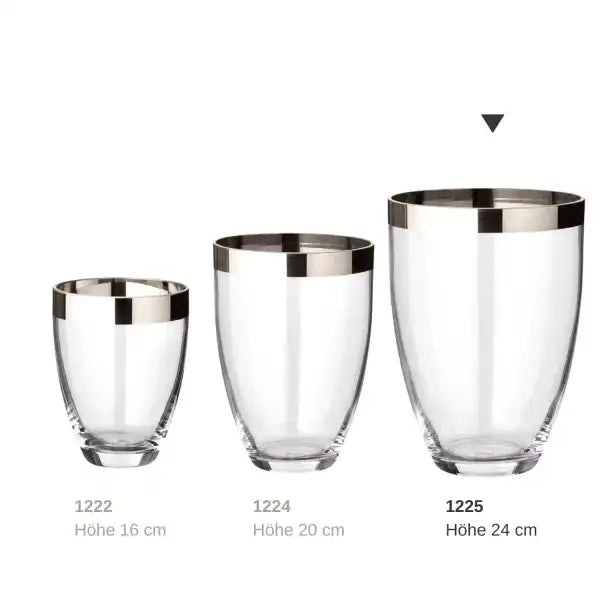 Vase Charlotte, mundgeblasenes Kristallglas mit Platinrand 24 cm - HomeDesign Knaus
