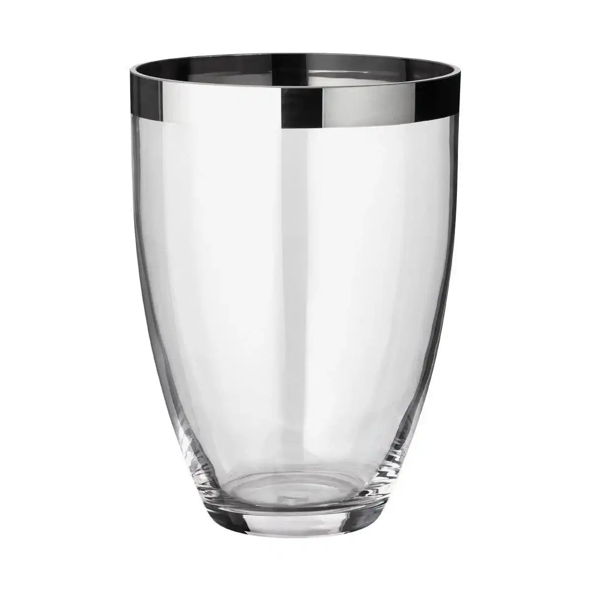 Vase Charlotte, mundgeblasenes Kristallglas mit Platinrand 24 cm - HomeDesign Knaus