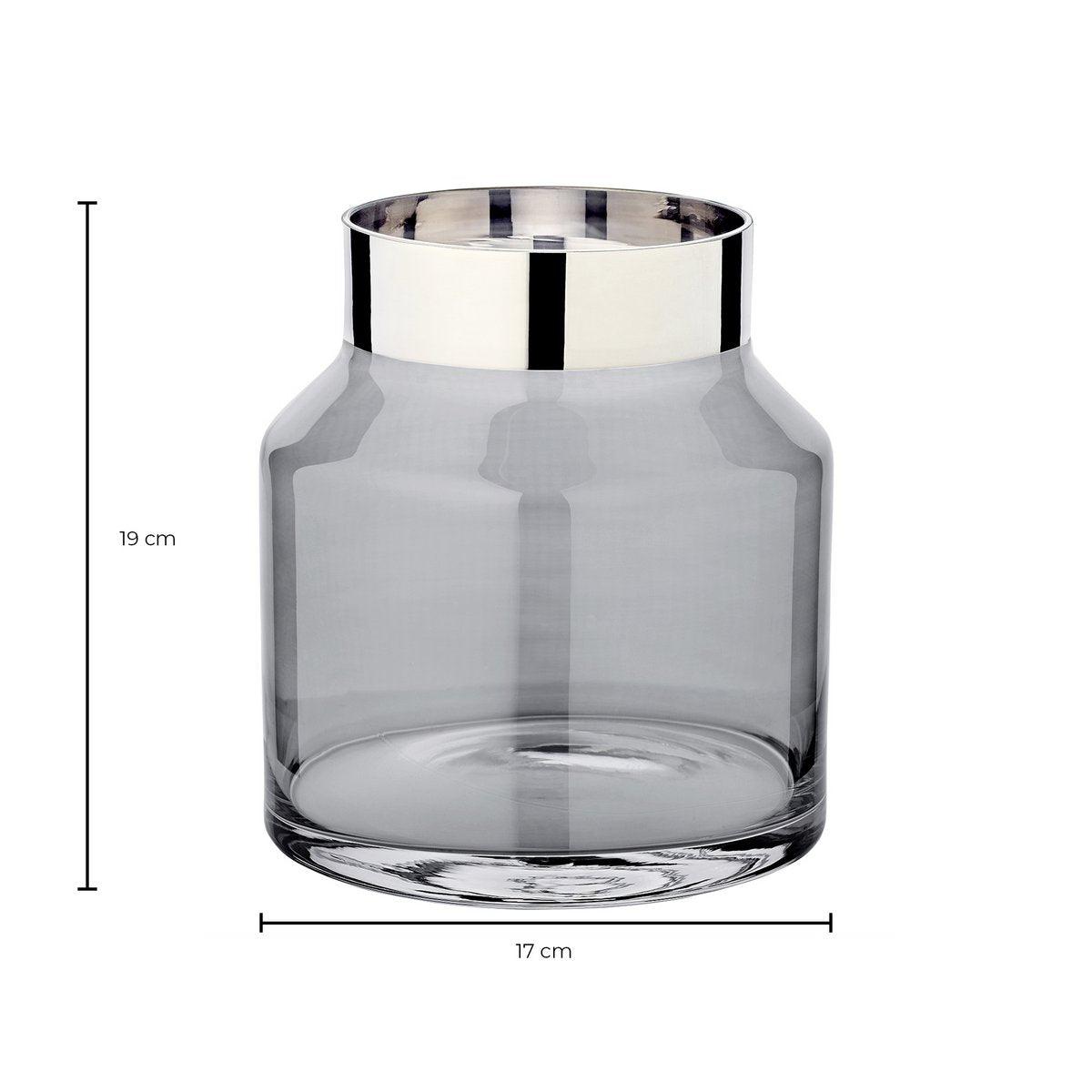 EDZARD Vase Gabi (Ø 17 cm, Höhe 19 cm), dunkles, mundgeblasenes Kristallglas mit Platinrand - HomeDesign Knaus