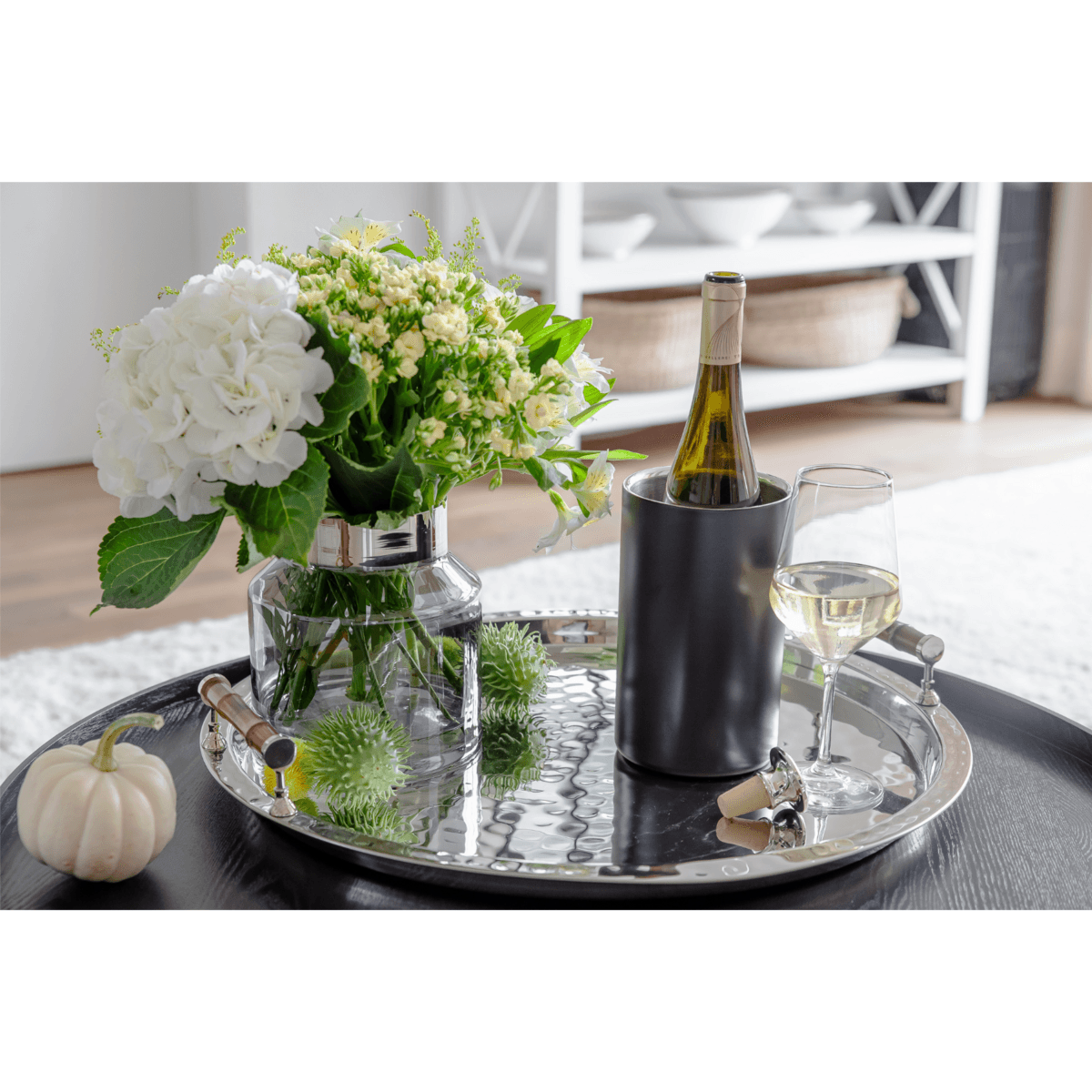 EDZARD Vase Gabi (Ø 17 cm, Höhe 19 cm), dunkles, mundgeblasenes Kristallglas mit Platinrand - HomeDesign Knaus