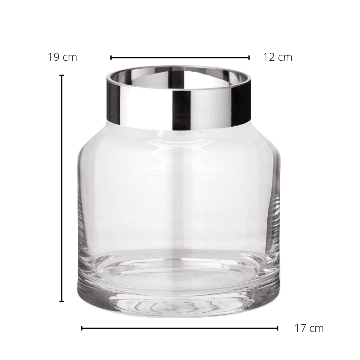 EDZARD Vase Gabi, mundgeblasenes Kristallglas mit Platinrand, Höhe 19 cm, Durchmesser 17 cm - HomeDesign Knaus