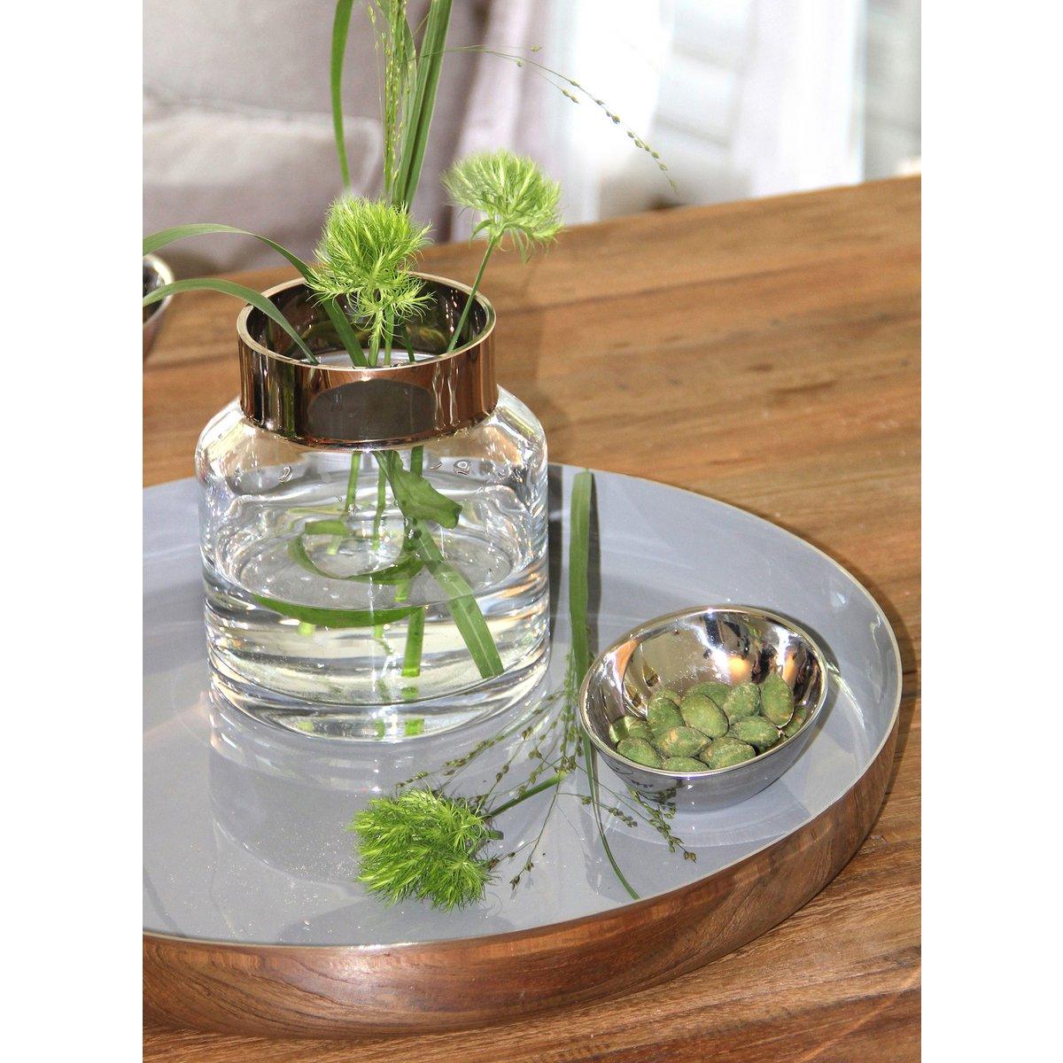 EDZARD Vase Gabi, mundgeblasenes Kristallglas mit Platinrand, Höhe 19 cm, Durchmesser 17 cm - HomeDesign Knaus