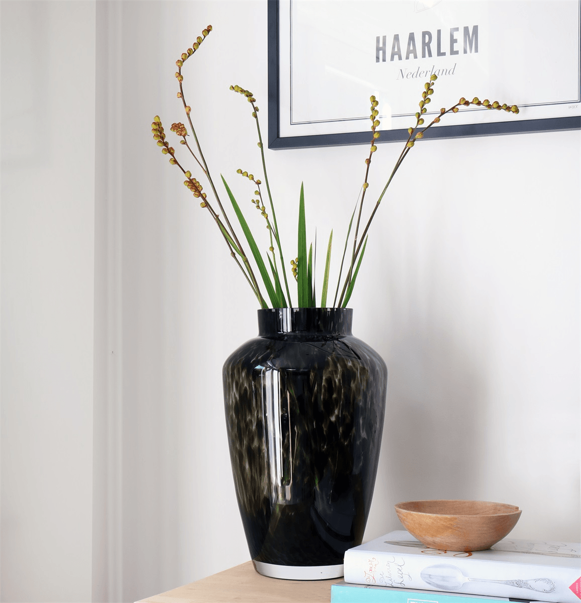 Designer Vase  grauer Gepard Vase Blumenvase Bodenvase Handarbeit Mundgeblasen - HomeDesign Knaus