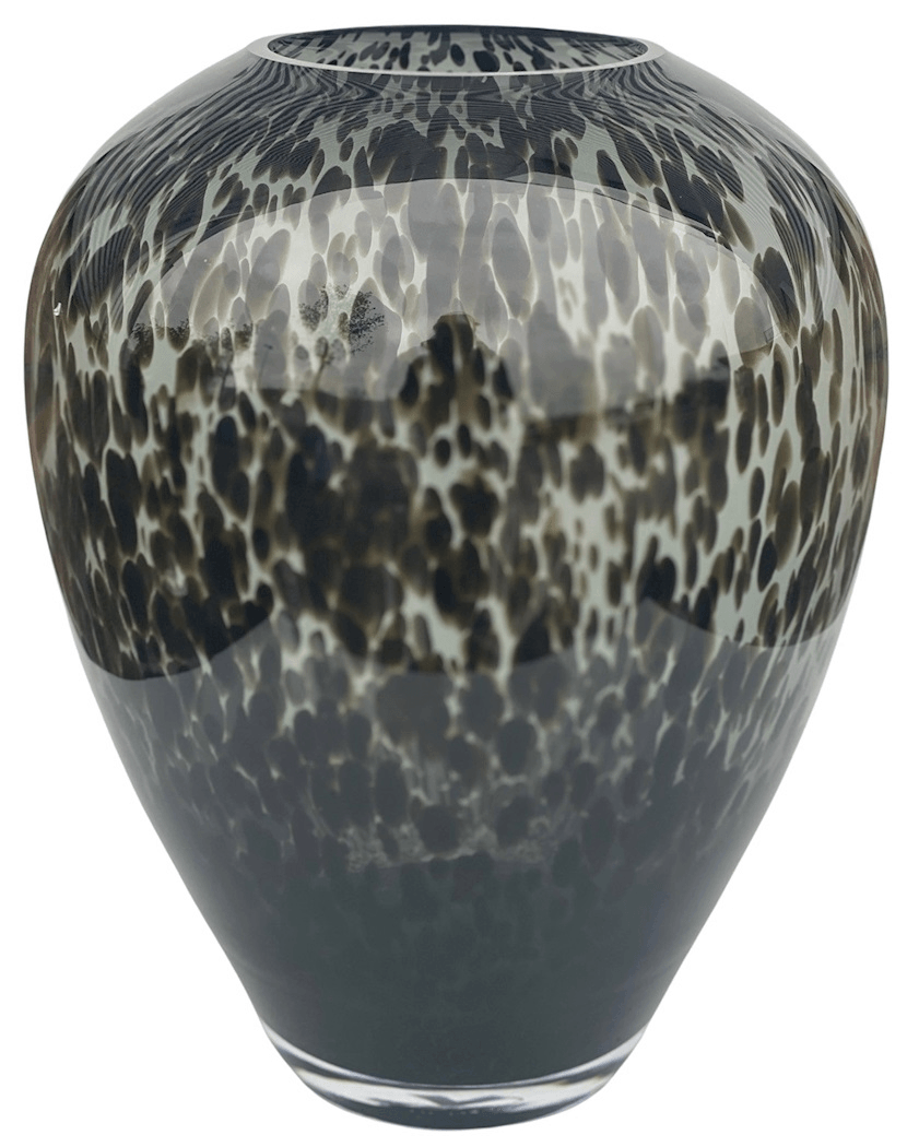 Designer Vase grauer Gepard Blumenvase Bodenvase Handarbeit Mundgeblasen - HomeDesign Knaus