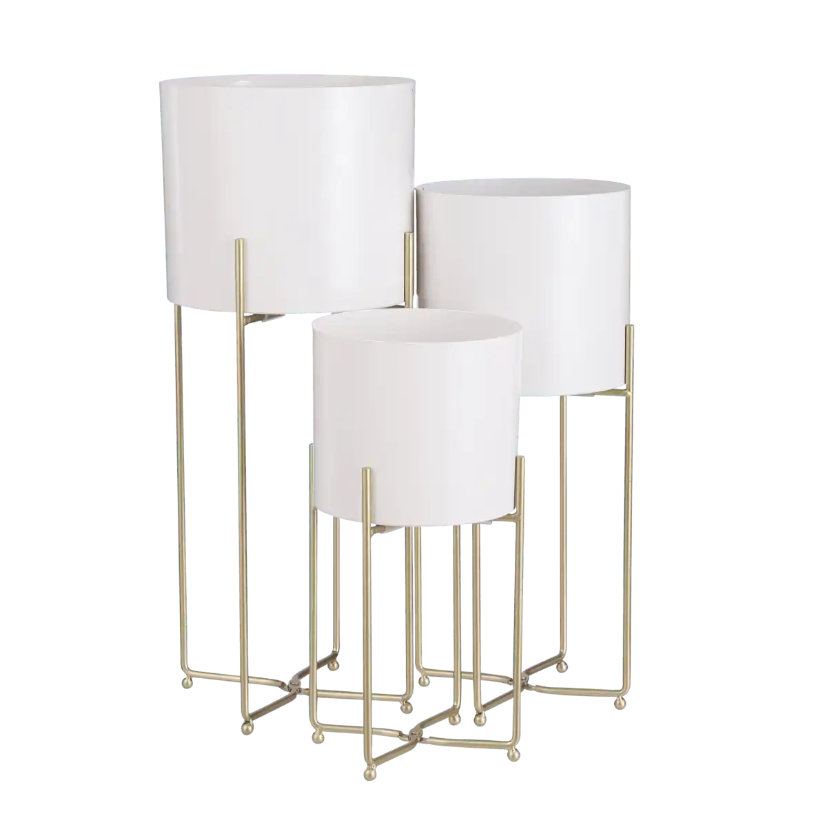 Widder-Blumentopf auf Ständer – 3er-Set – H58 x Ø24 cm – Weiß - HomeDesign Knaus
