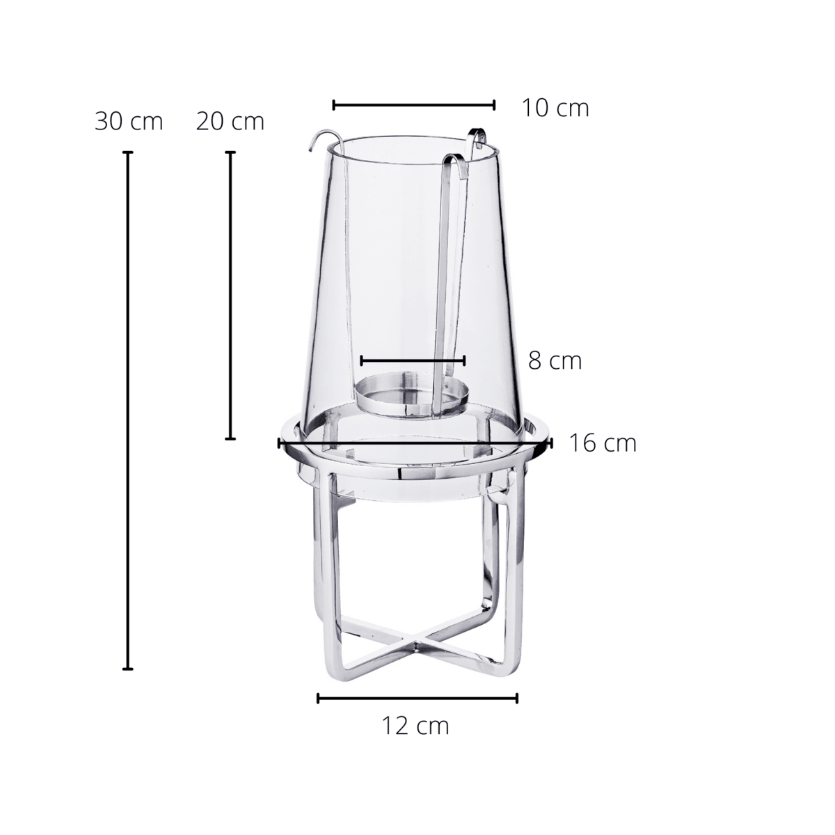 EDZARD Windlicht Moll, Edelstahl vernickelt, mit Glas, Höhe 30 cm, Durchmesser 15 cm - HomeDesign Knaus