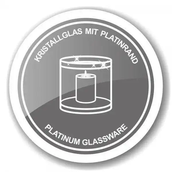 Windlicht Molly, mundgeblasenes Kristallglas mit Platinrand, Höhe 6 cm, Durchmesser 7 cm - HomeDesign Knaus