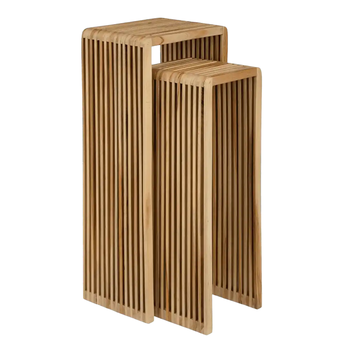 Yonker Pflanzentisch – 2er-Set – L35 x B25 x H80 cm – recyceltes Holz – Braun - HomeDesign Knaus